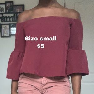 Burgundy off-shoulder top